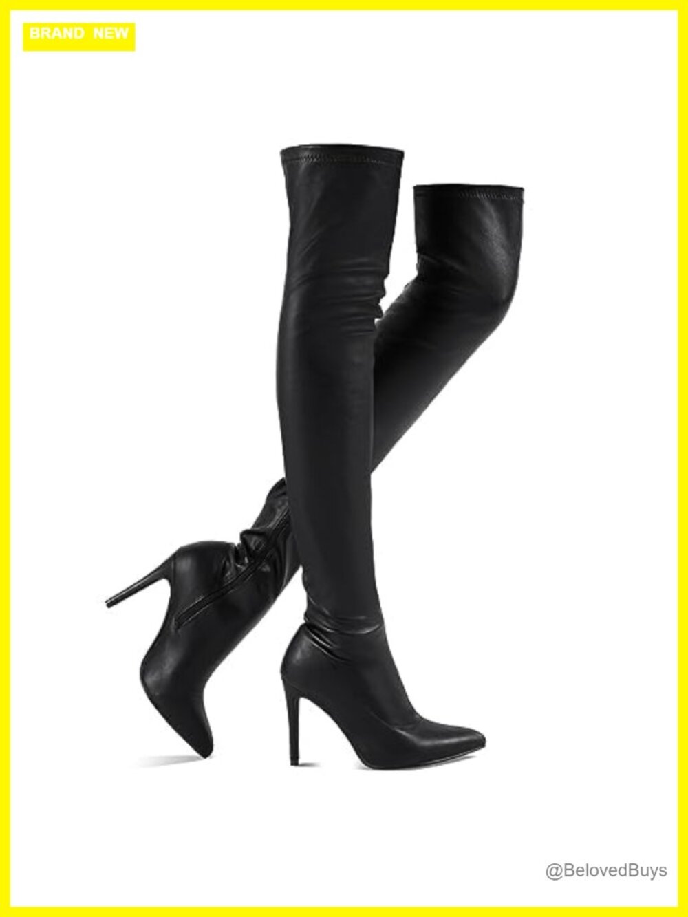 Thigh High Over Knee Boots Pointed Toe Stiletto Heel Side Zip